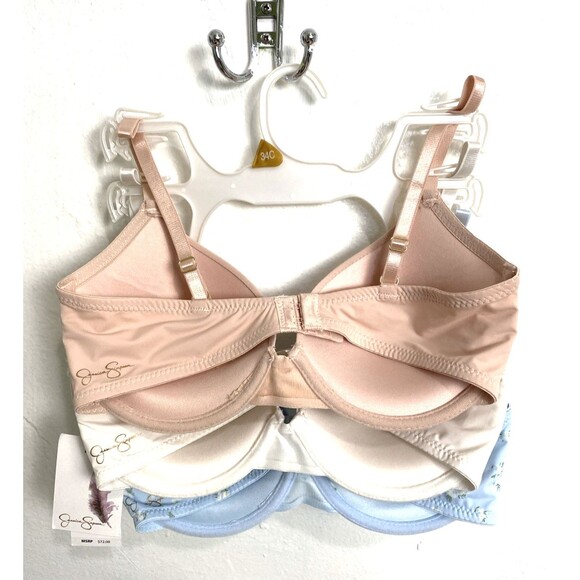 Jessica Simpson Push Up Bra Size 34C 3 Pack Lace Soft Underware Pink Beige Blue - Picture 5 of 11